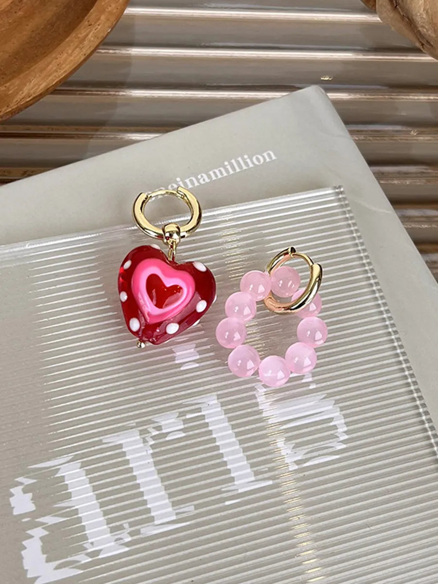 1 Pair Cute Heart Shape Arylic Drop Earrings