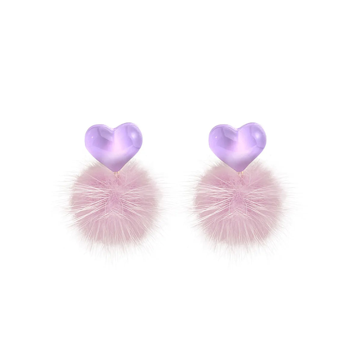 1 Pair Cute Heart Shape Arylic Handmade Women's Drop Earrings