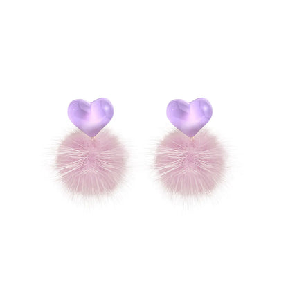 1 Pair Cute Heart Shape Arylic Handmade Women's Drop Earrings