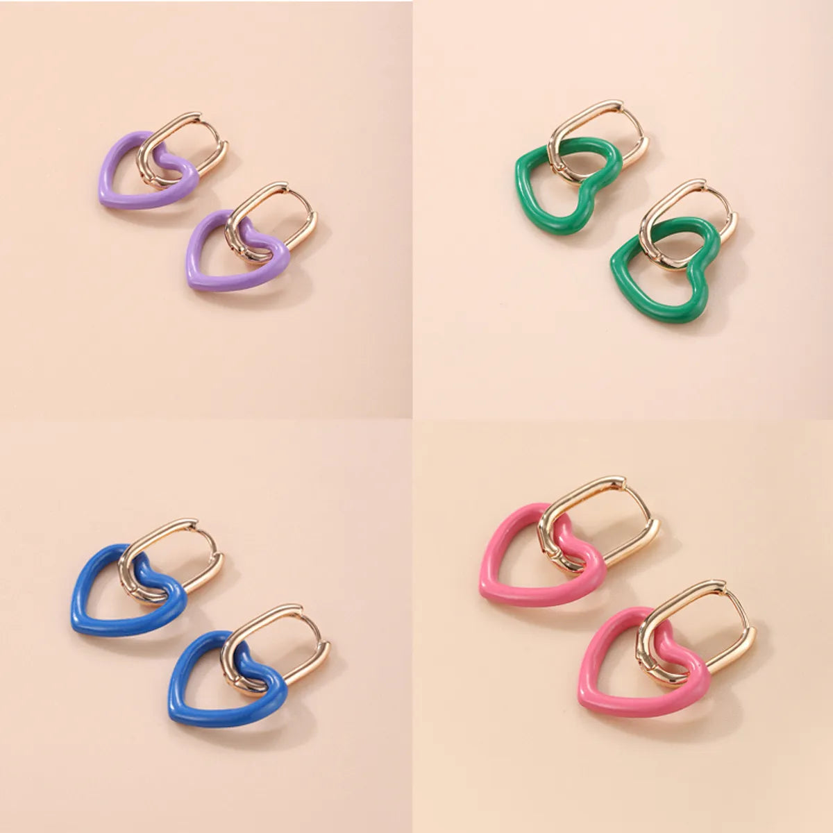 1 Pair Cute Heart Shape Copper Plating Drop Earrings