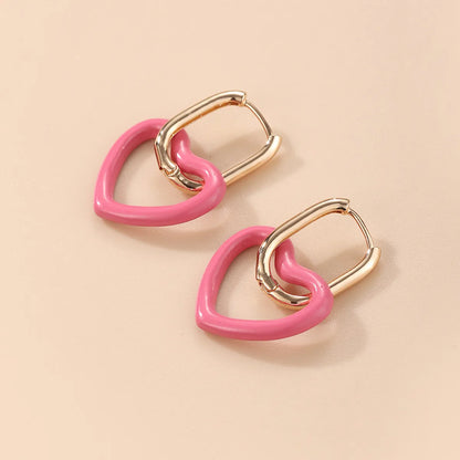 1 Pair Cute Heart Shape Copper Plating Drop Earrings