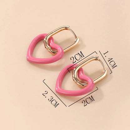 1 Pair Cute Heart Shape Copper Plating Drop Earrings