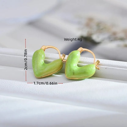 1 Pair Cute Heart Shape Enamel Copper Copper Alloy Earrings