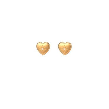 1 Pair Cute Heart Shape Enamel Plating Inlay Stainless Steel Zircon 18k Gold Plated Ear Studs