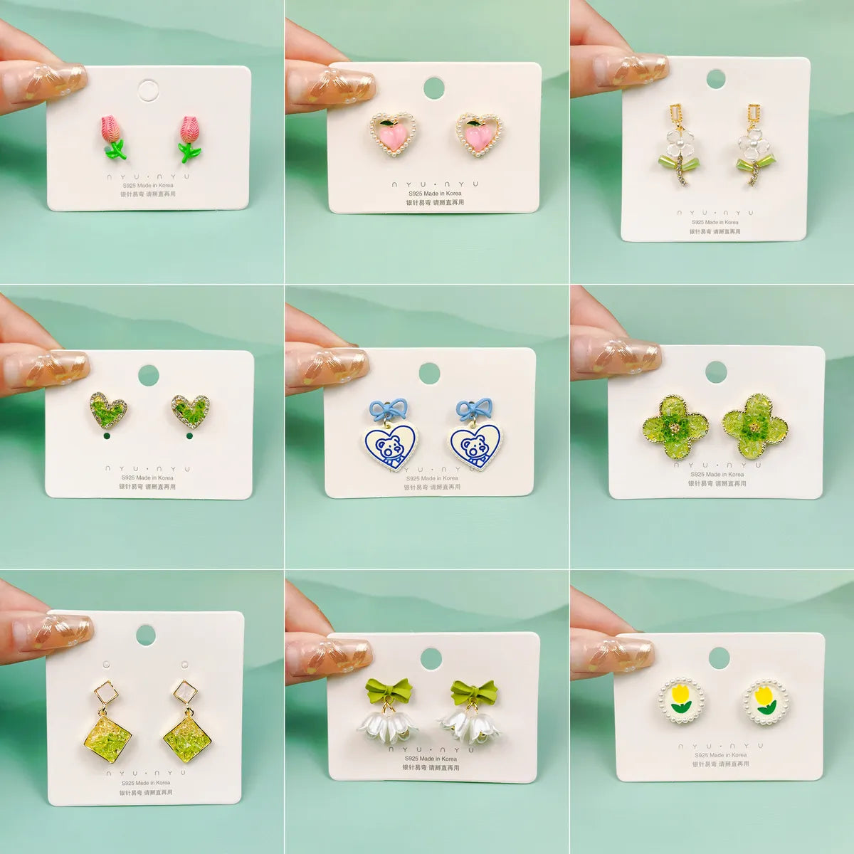 1 Pair Cute Heart Shape Flower Bow Knot Plating Inlay Alloy Artificial Gemstones Drop Earrings Ear Studs