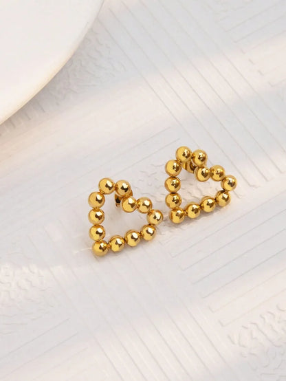 1 Pair Cute Heart Shape Polishing 304 Stainless Steel None 18K Gold Plated Ear Studs