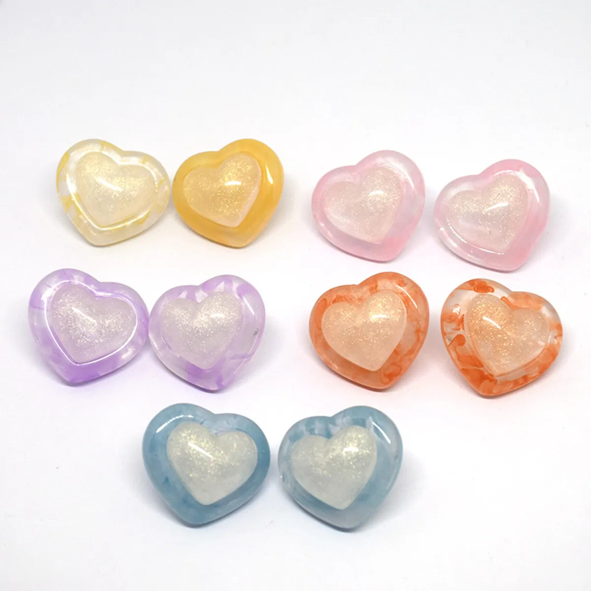 1 Pair Cute Heart Shape Resin Ear Studs