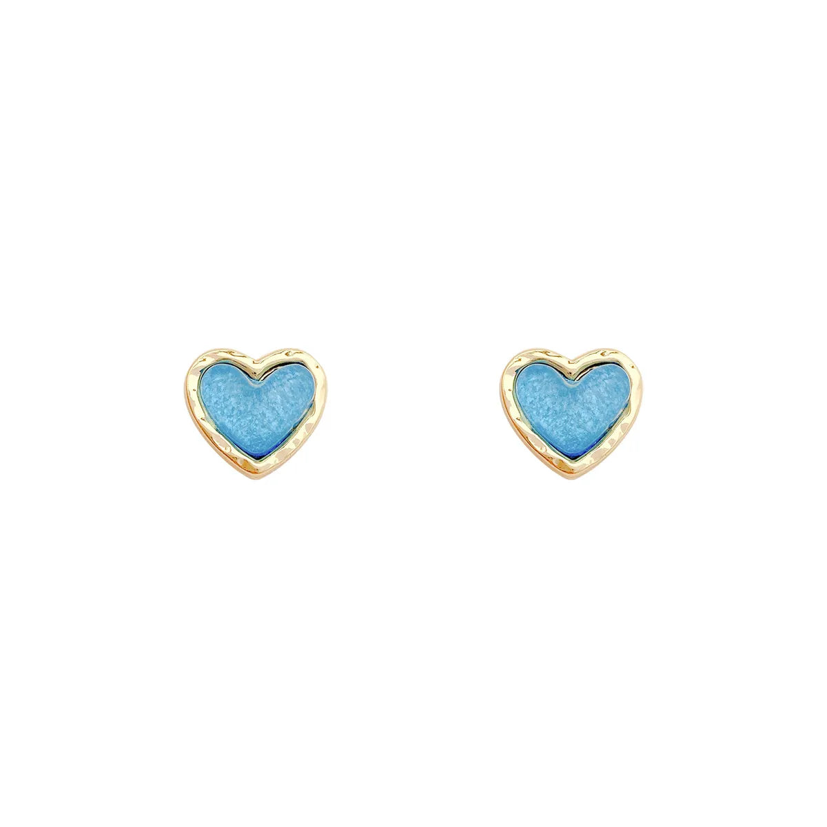 1 Pair Cute Heart Shape Sterling Silver Plating Metal Inlay Artificial Gemstones Ear Studs