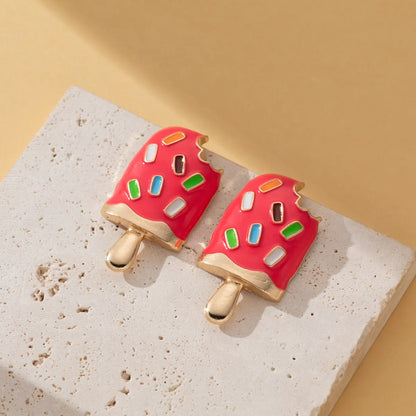 1 Pair Cute Hip-Hop Exaggerated Ice Cream Enamel Alloy Ear Studs