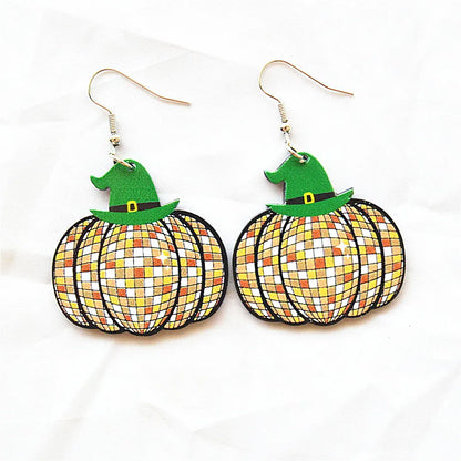 1 Pair Cute Hip-Hop Pumpkin Arylic Metal Drop Earrings