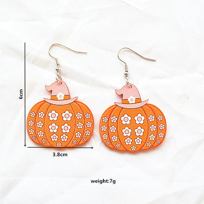 1 Pair Cute Hip-Hop Pumpkin Arylic Metal Drop Earrings