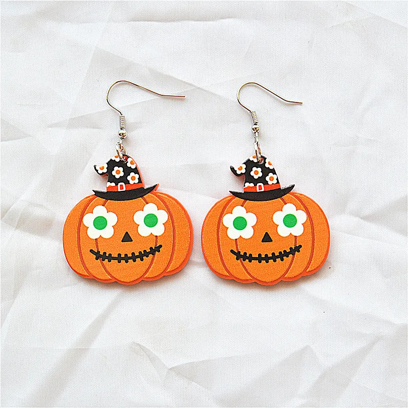 1 Pair Cute Hip-Hop Pumpkin Arylic Metal Drop Earrings