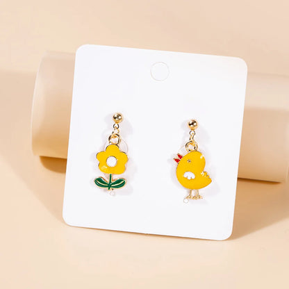 1 Pair Cute Ice Cream Animal Plating Alloy Drop Earrings