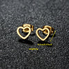 1 Pair Cute Japanese Style Cross Heart Shape Butterfly Hollow Out 304 Stainless Steel 18K Gold Plated Ear Studs