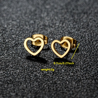 1 Pair Cute Japanese Style Cross Heart Shape Butterfly Hollow Out 304 Stainless Steel 18K Gold Plated Ear Studs