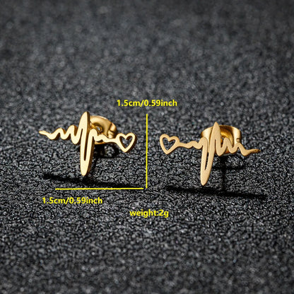 1 Pair Cute Japanese Style Cross Heart Shape Butterfly Hollow Out 304 Stainless Steel 18K Gold Plated Ear Studs