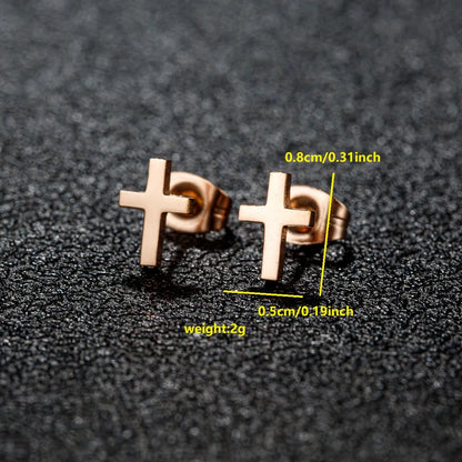 1 Pair Cute Japanese Style Cross Heart Shape Butterfly Hollow Out 304 Stainless Steel 18K Gold Plated Ear Studs