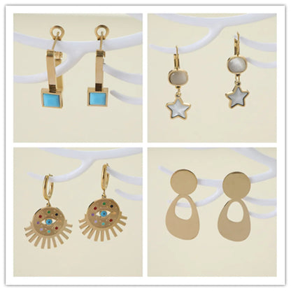 1 Pair Cute Lady Modern Style Pentagram Round Zinc Alloy Drop Earrings