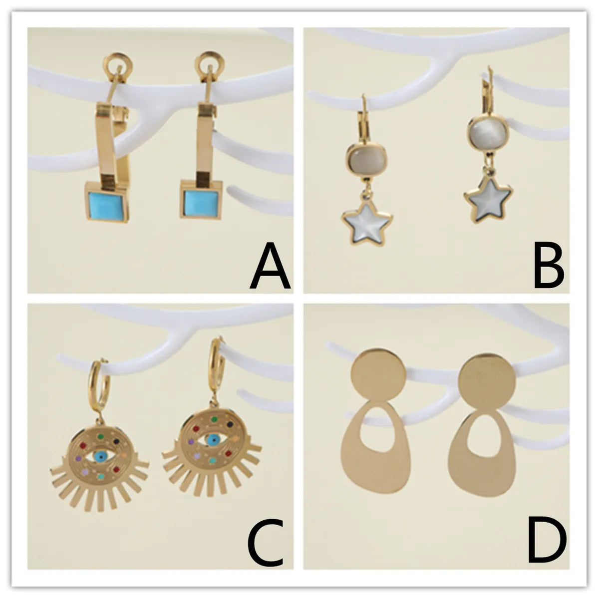 1 Pair Cute Lady Modern Style Pentagram Round Zinc Alloy Drop Earrings