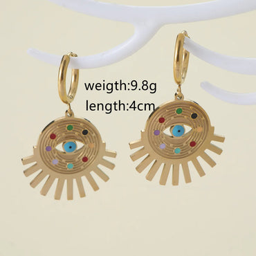 1 Pair Cute Lady Modern Style Pentagram Round Zinc Alloy Drop Earrings