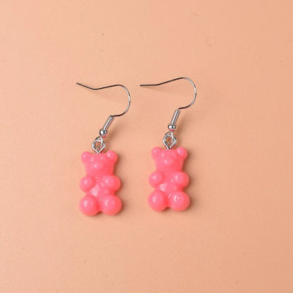 1 Pair Cute Lady Sweet Bear Resin Drop Earrings