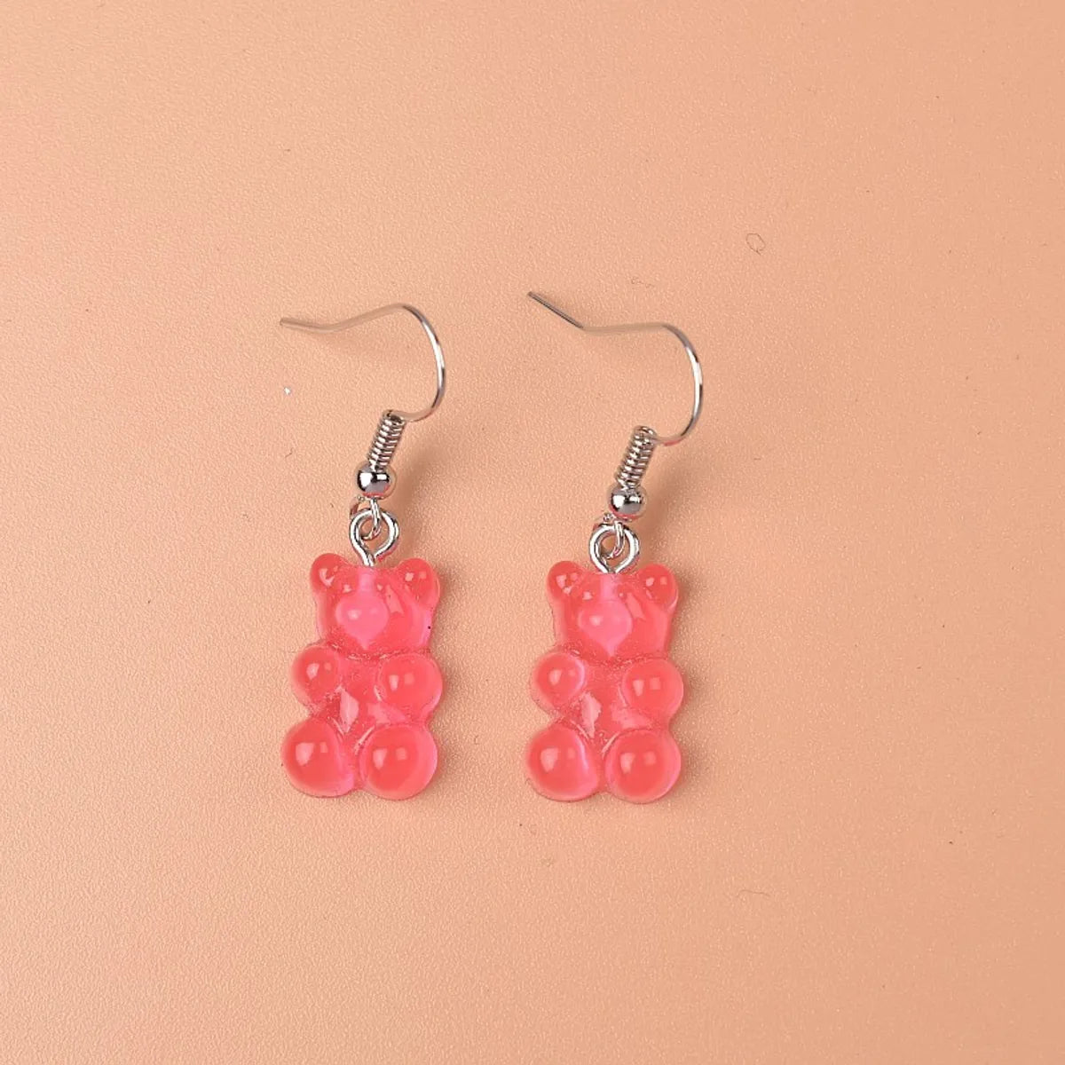 1 Pair Cute Lady Sweet Bear Resin Drop Earrings