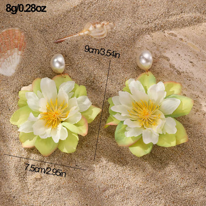 1 Pair Cute Lady Sweet Flower Cloth Drop Earrings