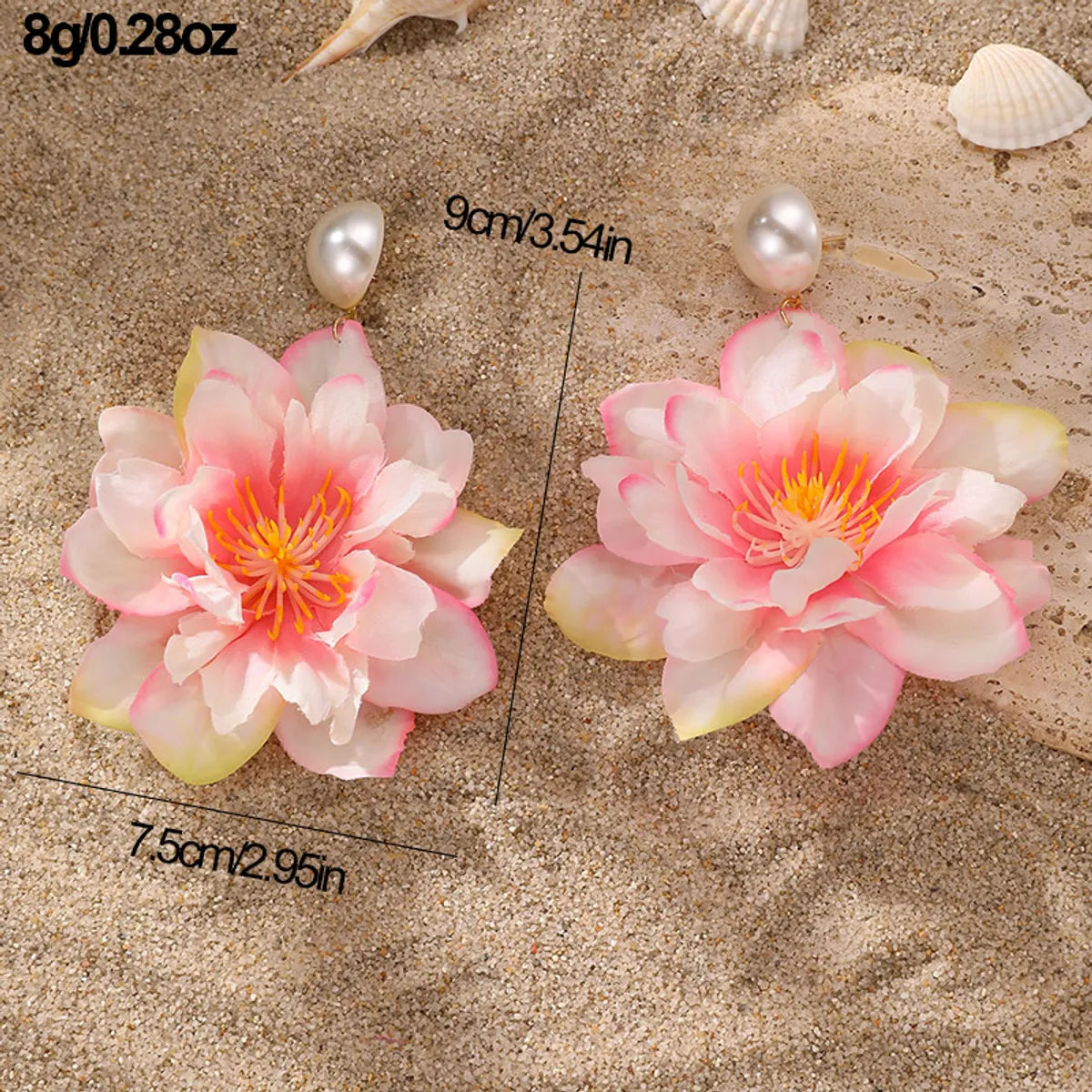 1 Pair Cute Lady Sweet Flower Cloth Drop Earrings