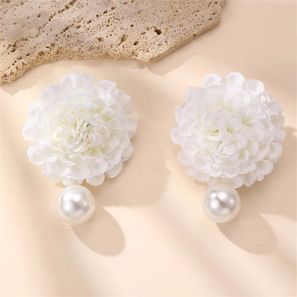 1 Pair Cute Lady Sweet Flower Cloth Drop Earrings