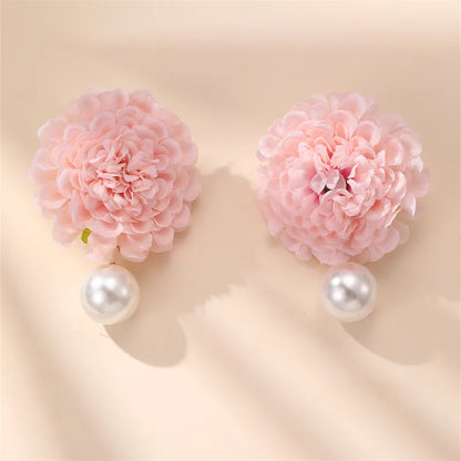 1 Pair Cute Lady Sweet Flower Cloth Drop Earrings