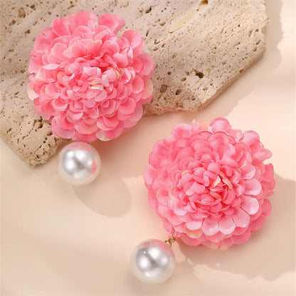 1 Pair Cute Lady Sweet Flower Cloth Drop Earrings