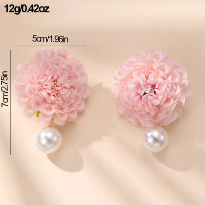 1 Pair Cute Lady Sweet Flower Cloth Drop Earrings