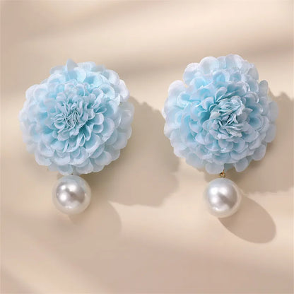 1 Pair Cute Lady Sweet Flower Cloth Drop Earrings