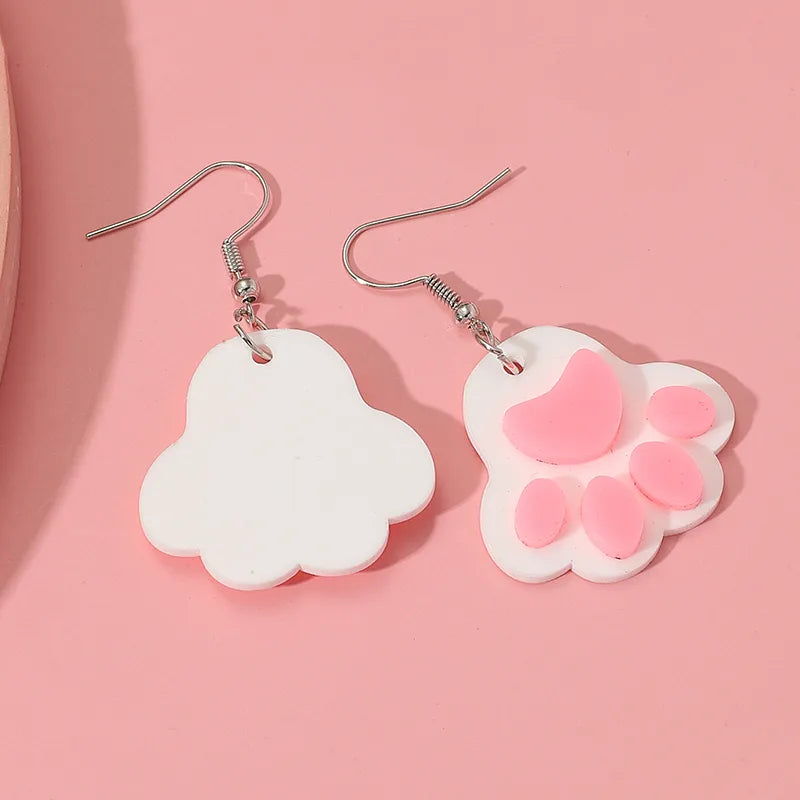 1 Pair Cute Lady Sweet Paw Print Alloy Drop Earrings