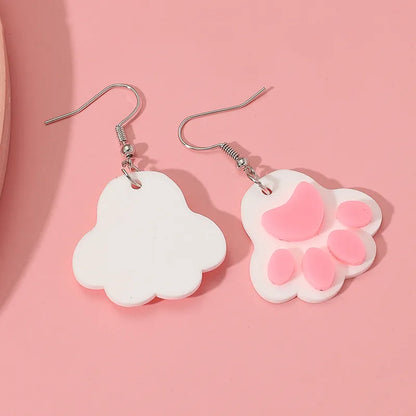 1 Pair Cute Lady Sweet Paw Print Alloy Drop Earrings