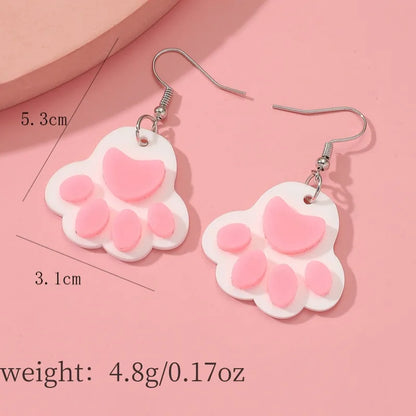 1 Pair Cute Lady Sweet Paw Print Alloy Drop Earrings