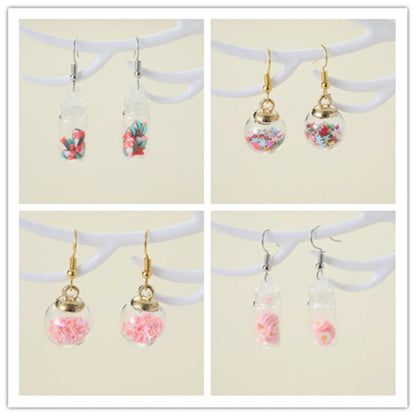 1 Pair Cute Lady Sweet Pentagram Fruit Zinc Alloy Drop Earrings