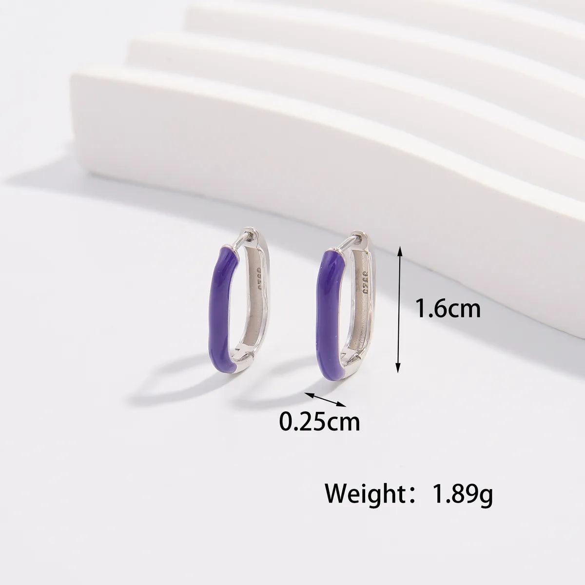 1 Pair Cute Lady Sweet Round Plating Sterling Silver White Gold Plated Hoop Earrings