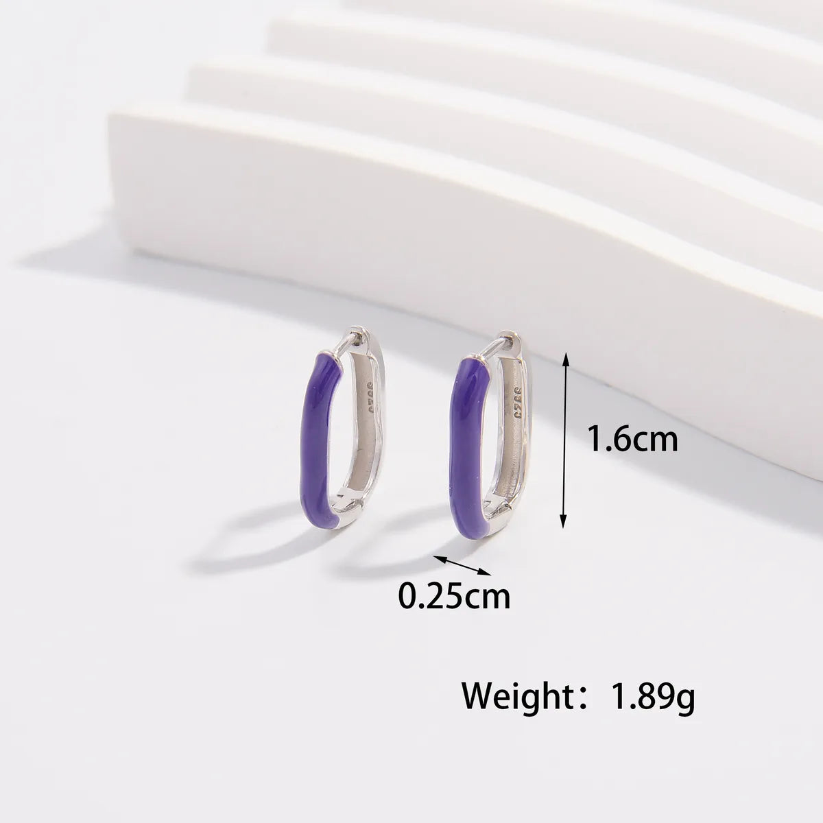 1 Pair Cute Lady Sweet Round Plating Sterling Silver White Gold Plated Hoop Earrings