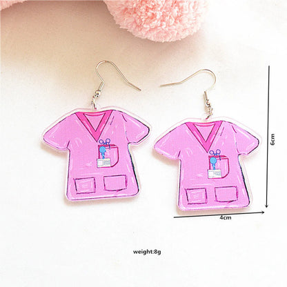 1 Pair Cute Love Cartoon Nurse Hat Arylic Metal Ear Hook