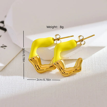 1 Pair Cute Luxurious Color Block Enamel Stainless Steel Ear Studs