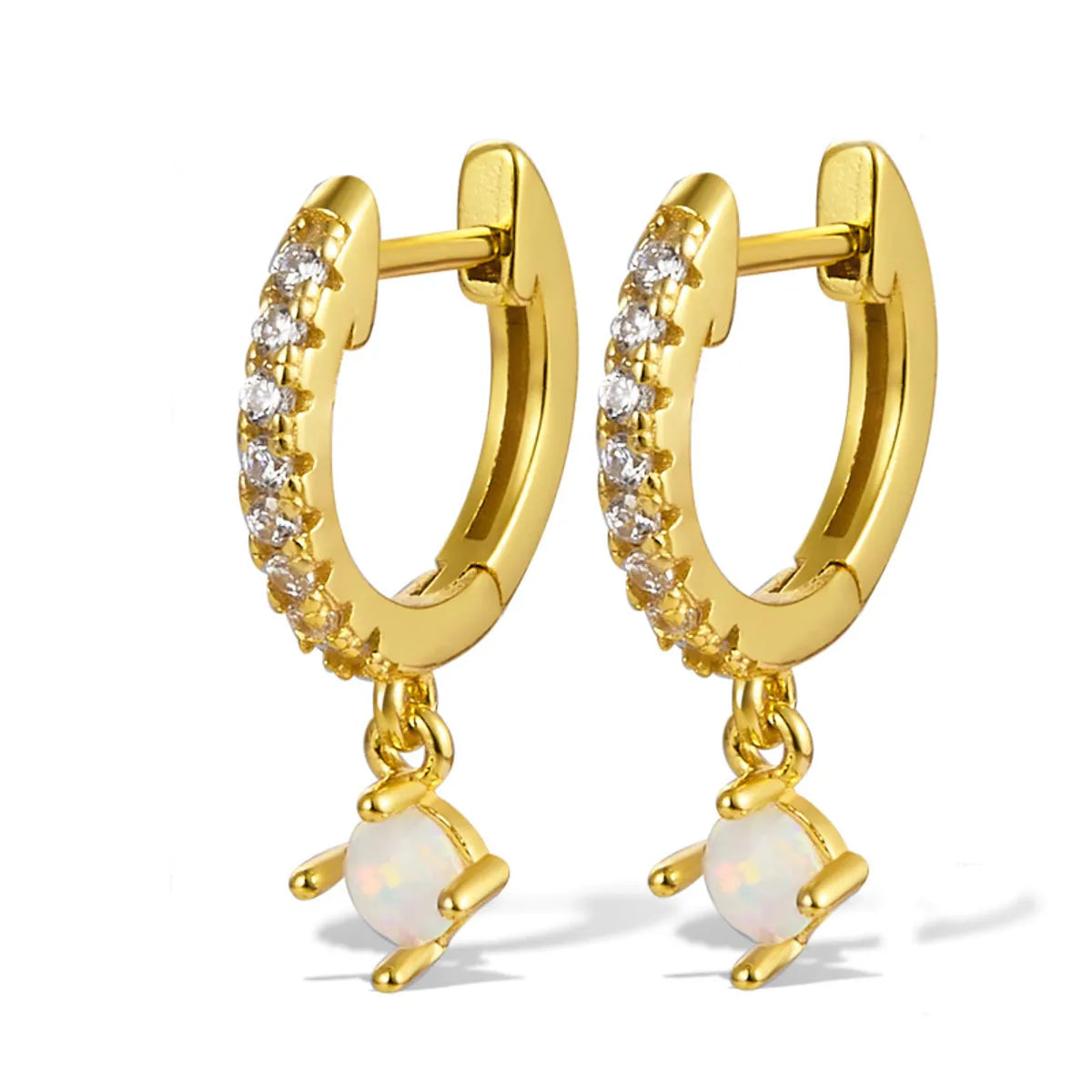 1 Pair Cute Luxurious Queen Solid Color Plating Inlay Sterling Silver Zircon 18k Gold Plated Drop Earrings