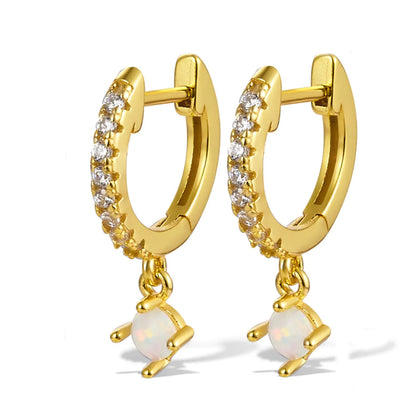 1 Pair Cute Luxurious Queen Solid Color Plating Inlay Sterling Silver Zircon 18k Gold Plated Drop Earrings