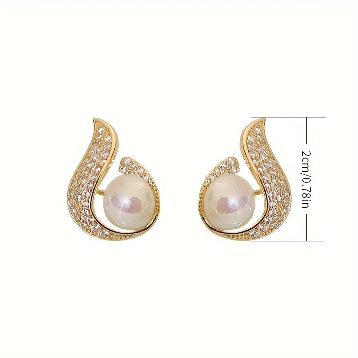 1 Pair Cute Luxurious Shiny Color Block Plating Inlay Alloy Pearl Zircon Gold Plated Ear Studs