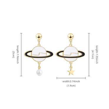 1 Pair Cute Modern Style Korean Style Planet Plating Alloy Copper 14k Gold Plated Drop Earrings