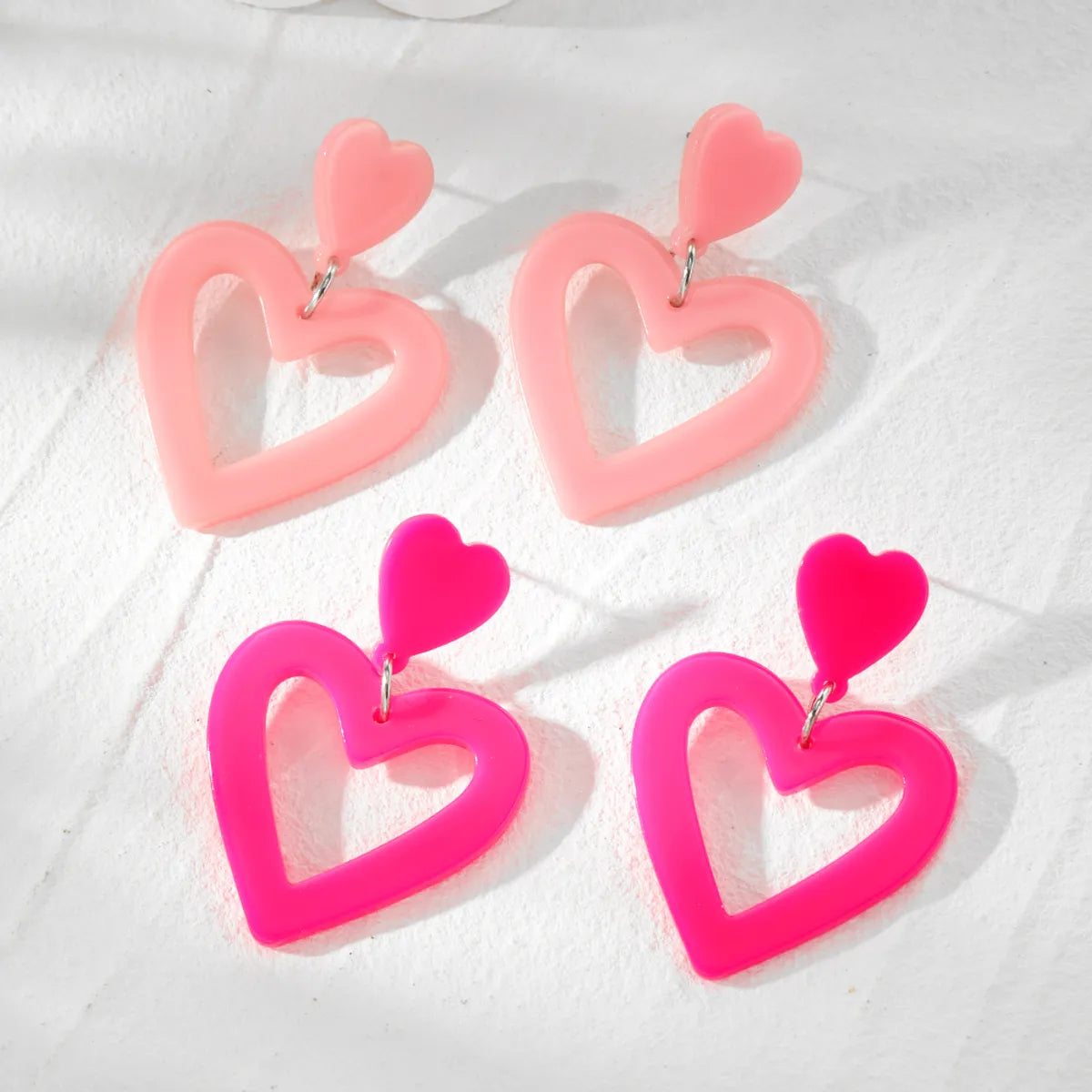 1 Pair Cute Modern Style Simple Style Heart Shape Arylic Drop Earrings