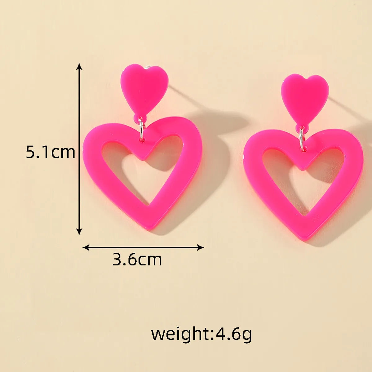 1 Pair Cute Modern Style Simple Style Heart Shape Arylic Drop Earrings