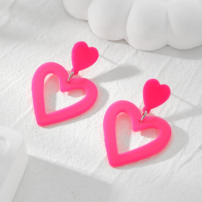 1 Pair Cute Modern Style Simple Style Heart Shape Arylic Drop Earrings