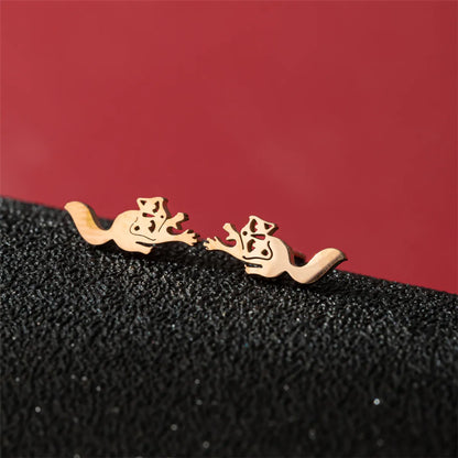 1 Pair Cute Modern Style Sweet Cat Tiger Spider Polishing Plating 304 Stainless Steel 18K Gold Plated Ear Studs