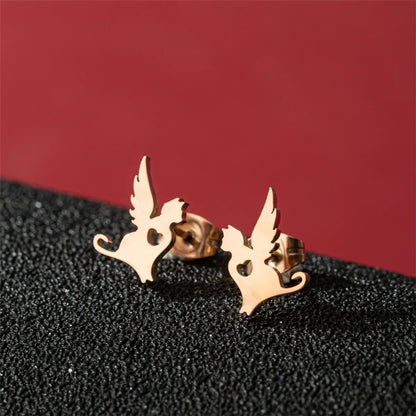 1 Pair Cute Modern Style Sweet Cat Tiger Spider Polishing Plating 304 Stainless Steel 18K Gold Plated Ear Studs